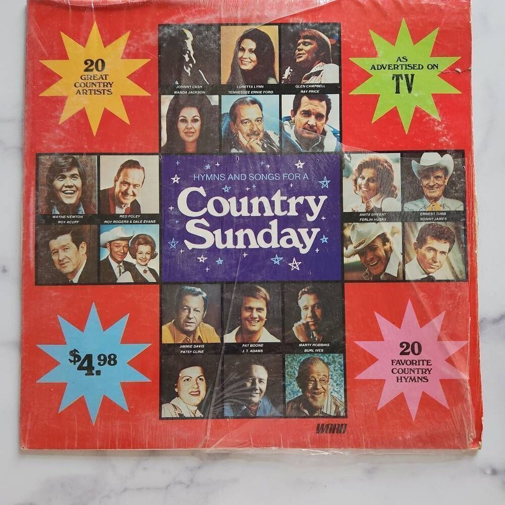 Country Sunday vintage vinyl record music Johnny Cash Loretta Lynn various artis